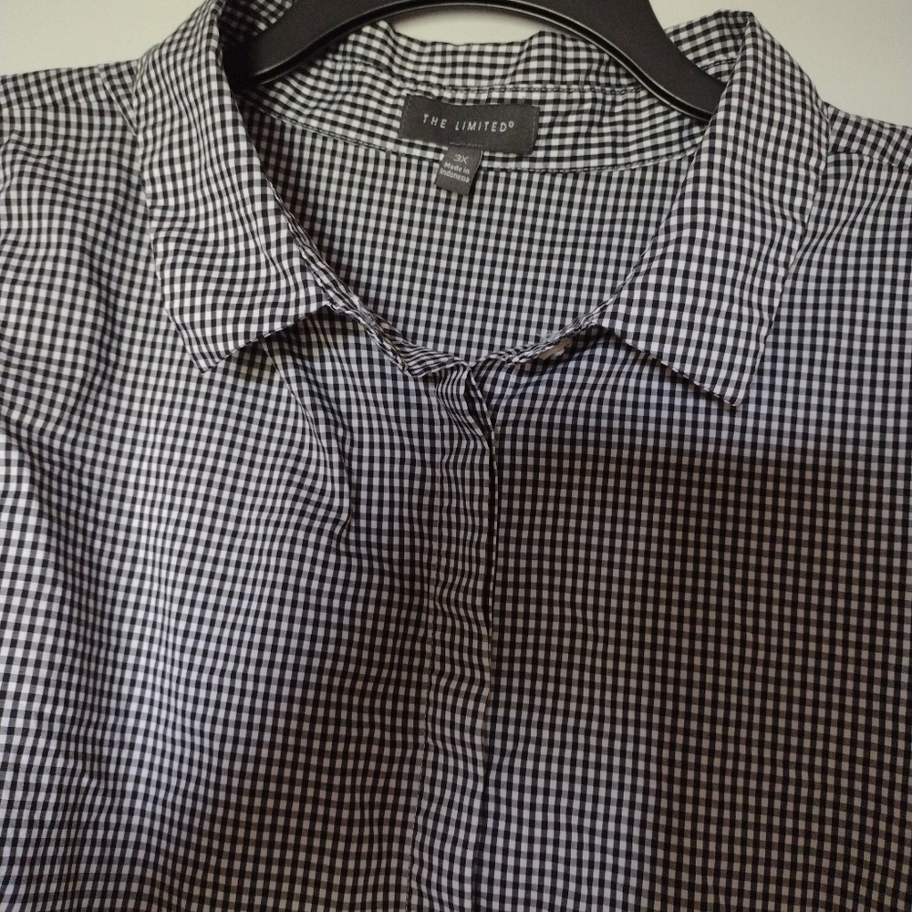The Limited Women's Blouse Size 3X Sleeveless Black/White Checked - Picture 3 of 5